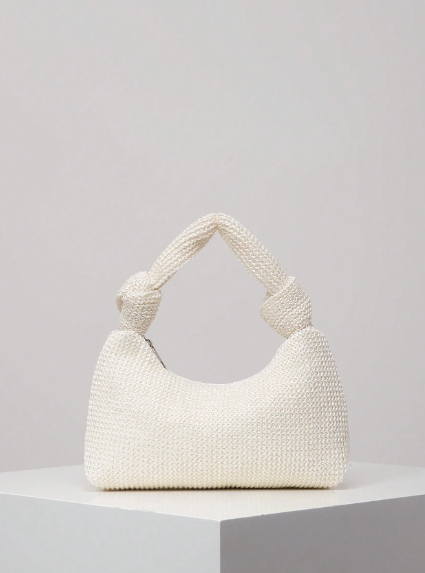 Bolso tejido Vintage, bolso de mano con nudo, de mimbre casual para vacaciones