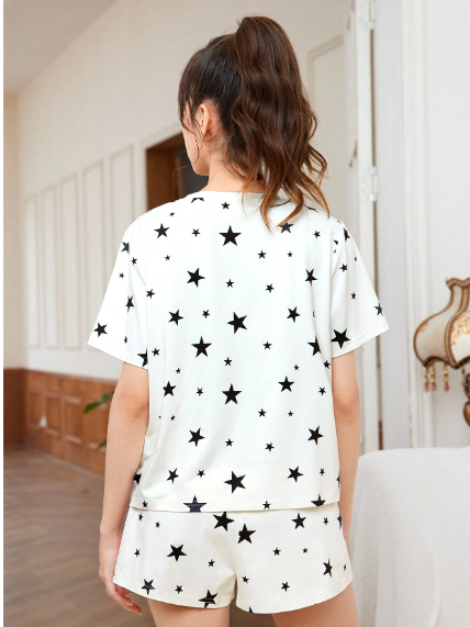 Pijama short para adolescentes estampado estrellas