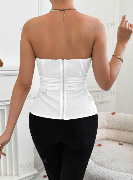 blusa blanca estraple shein