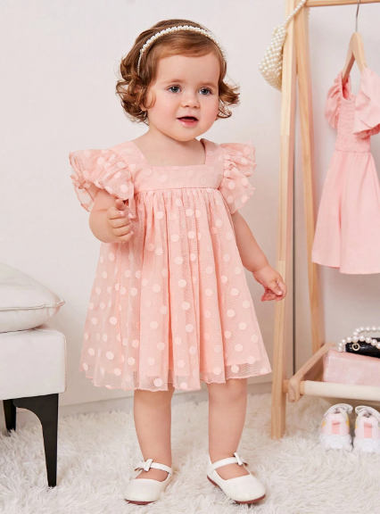 vestido de niña estampado lunares de shein