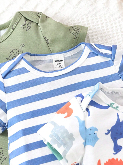 Set x 3 Mamelucos de verano estampado de animalitos para bebe niño