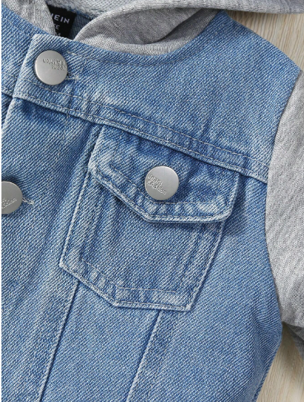 Chaqueta en Indigo con capucha para bebe niño