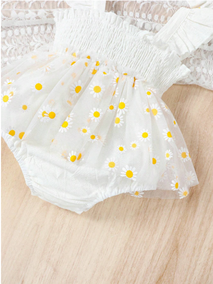 Body para bebe niña con ribete con malla y estampado floral/buy4me