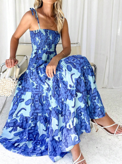 Vestido de tirantes con estampado floral y bloque de color para mujer, vestido Kentucky Derby