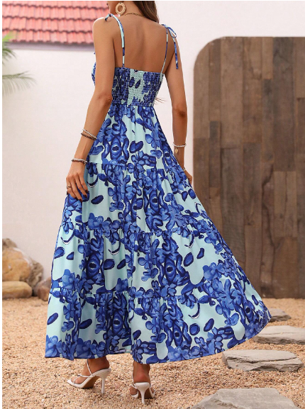 Vestido de tirantes con estampado floral y bloque de color para mujer, vestido Kentucky Derby