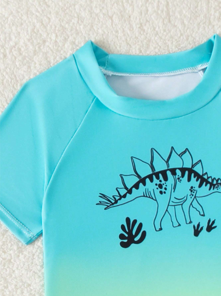 Conjunto de playa para niños con dinosaurios impresos en degradé