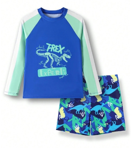 Conjunto de playa de camiseta manga larga y pantalones cortos  para niño