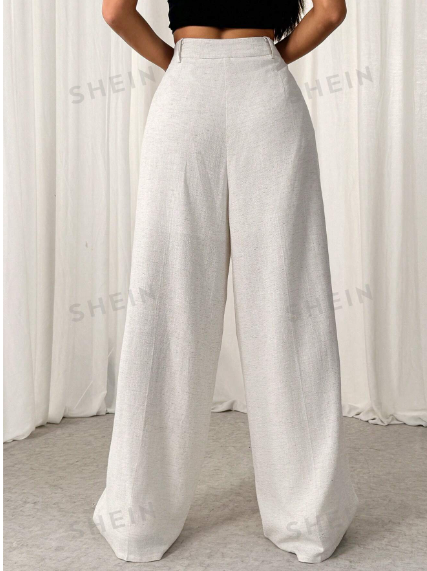 Pantalón lino bota ancha blanco para mujer