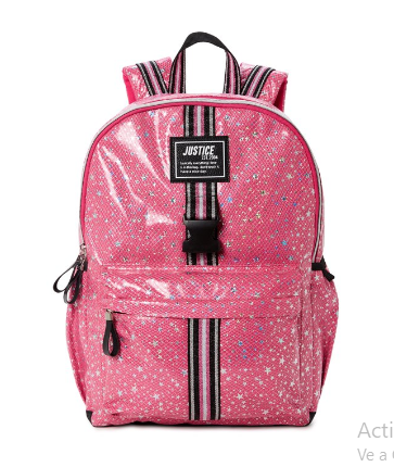 Morral Pink Star  Justice Set con lonchera y cartuchera para jovencitas