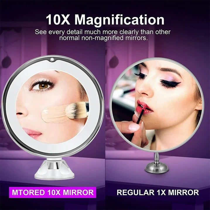 Espejo de maquillaje iluminado con lupa 10x con rotación de 360° marca Cowin