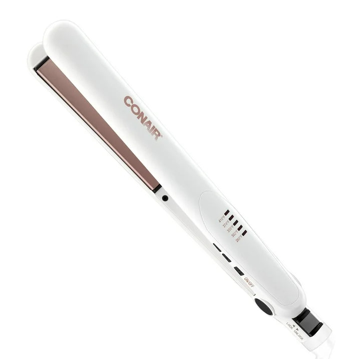 Plancha alisadora de cerámica doble Conair, 1,0 pulgadas, recta y brillante, para todo tipo de cabello y texturas, oro rosa