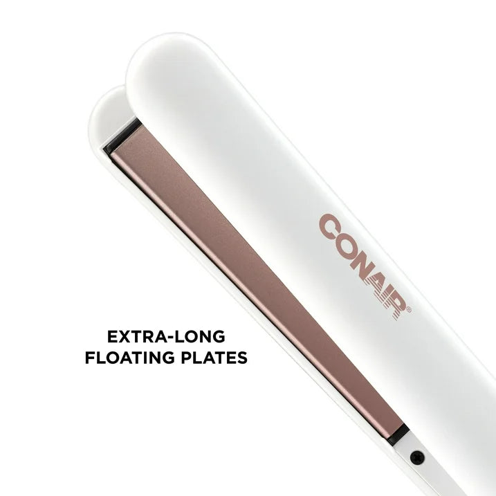 Plancha alisadora de cerámica doble Conair, 1,0 pulgadas, recta y brillante, para todo tipo de cabello y texturas, oro rosa