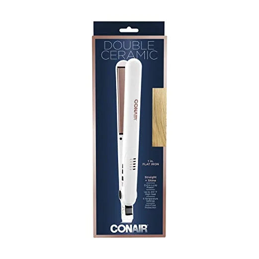 Plancha alisadora de cerámica doble Conair, 1,0 pulgadas, recta y brillante, para todo tipo de cabello y texturas, oro rosa