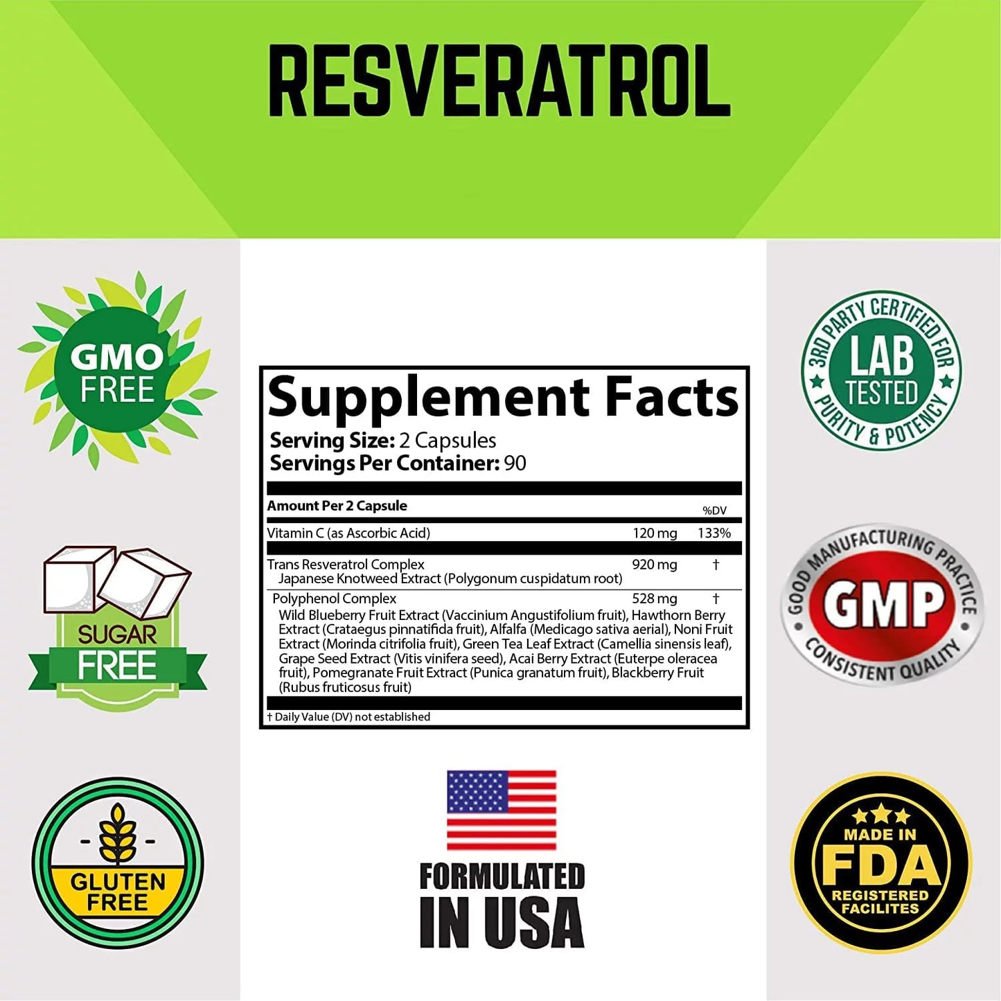 Resveratrol 1568 mg Trans-resveratrol x 180 pastillas marca Dr. Martins