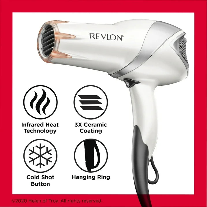 Secador Revlon 1875W Infrared Heat + Ceramic Hair Dryer, White