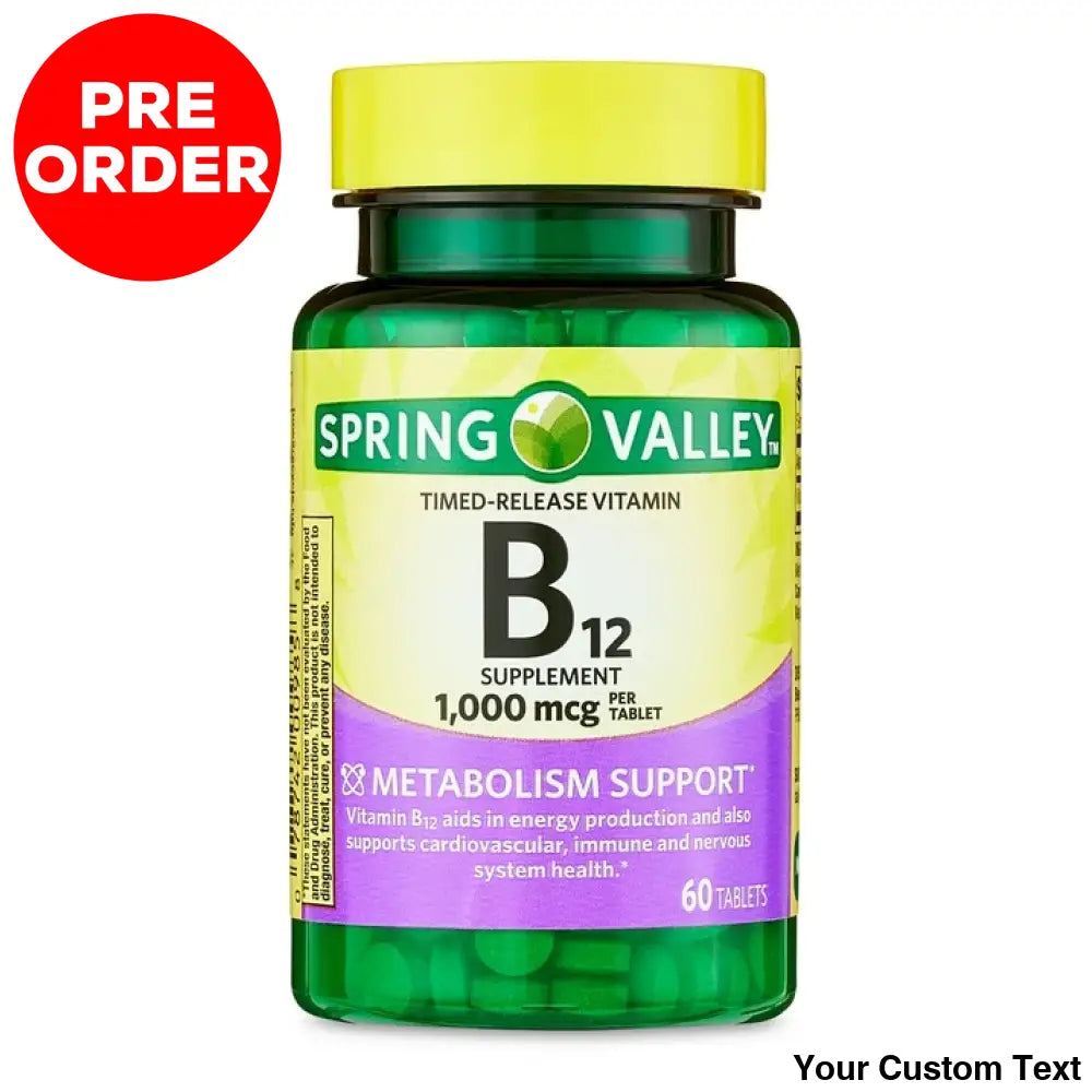 B-12 De 1000 Mcg Marca Spring Valley X 60 Pastillas Suplementos Y Vitaminas