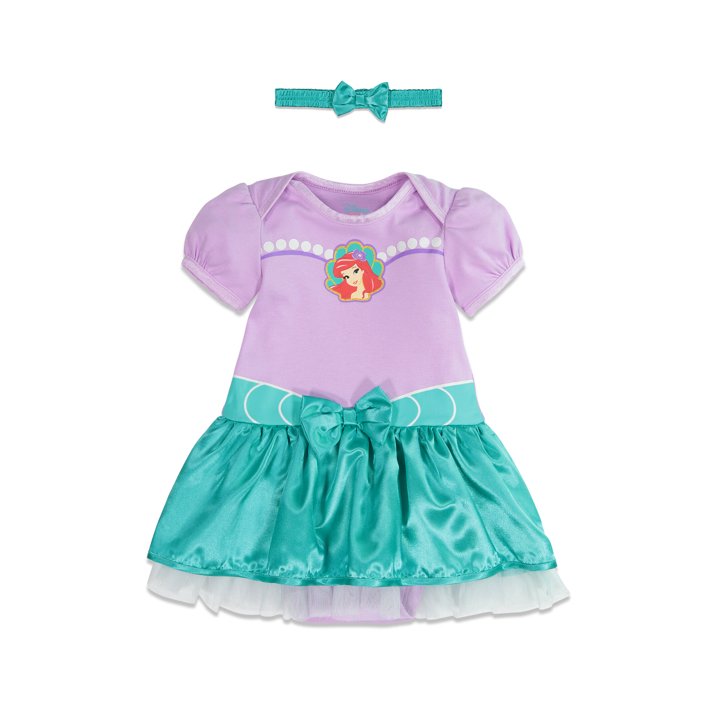 Vestido de princesas para bebe niña con accesorio para el cabello