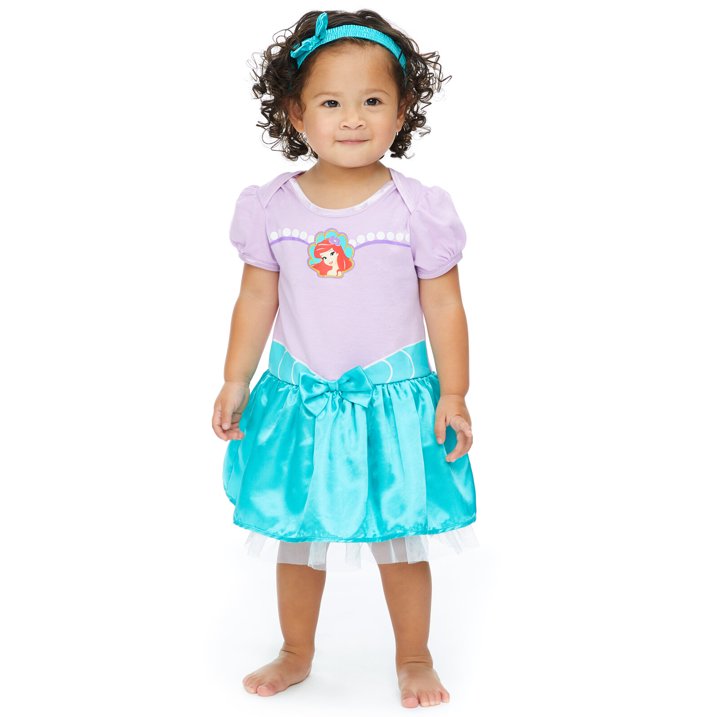 Vestido de princesas para bebe niña con accesorio para el cabello