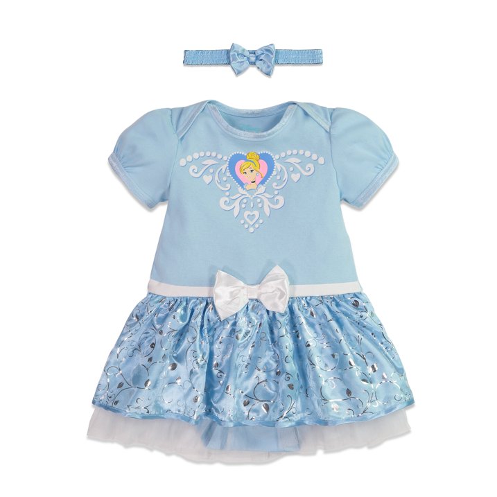 Vestido de princesas para bebe niña con accesorio para el cabello