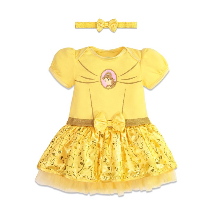 Vestido de princesas para bebe niña con accesorio para el cabello