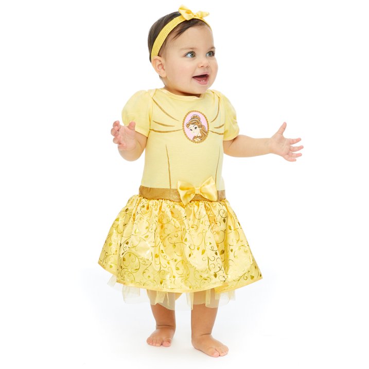 Vestido de princesas para bebe niña con accesorio para el cabello